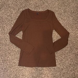 Brown Long Sleeve Women's Top